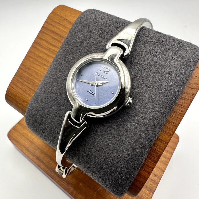 Armitron Now Women's Vintage Silver Quartz Blue Dial Link Bracelet Watch