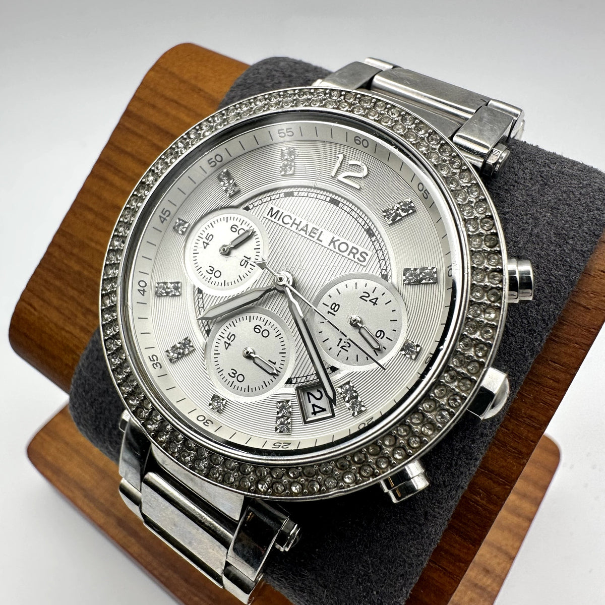 Michael Kors MK5353 Silver-Tone Crystal Bezel Chronograph Quartz Watch