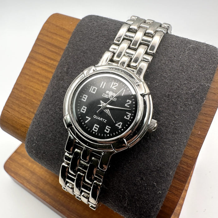 Nexus Quartz Watch Black Dial Silver Tone Stainless Bracelet Japan Movt N110L