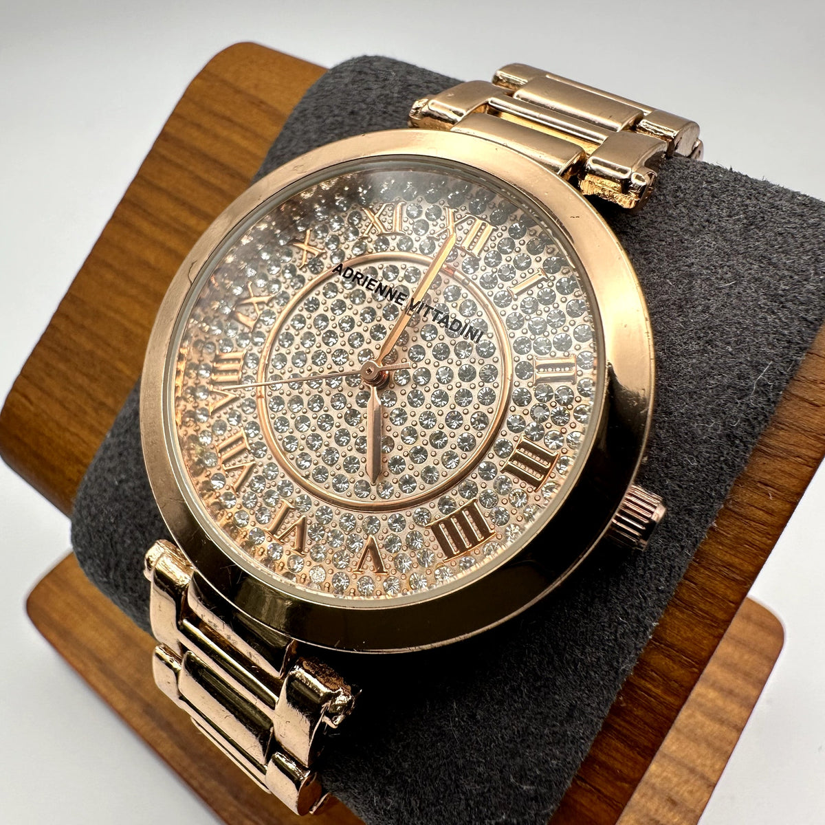 Adrienne Vittadini Gold-Tone Crystal Dial Quartz Bracelet Watch