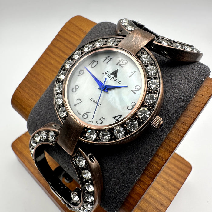 Amparo Quartz Crystal Accent Ladies Watch Rose Gold Tone